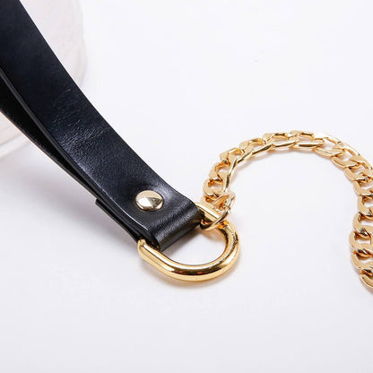 Chain Leash with Leather Handle