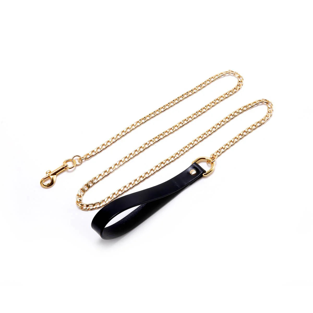 Chain Leash with Leather Handle