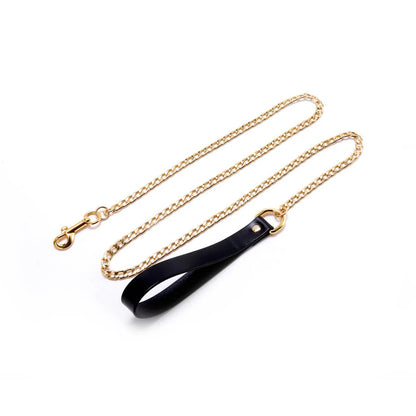 Chain Leash with Leather Handle